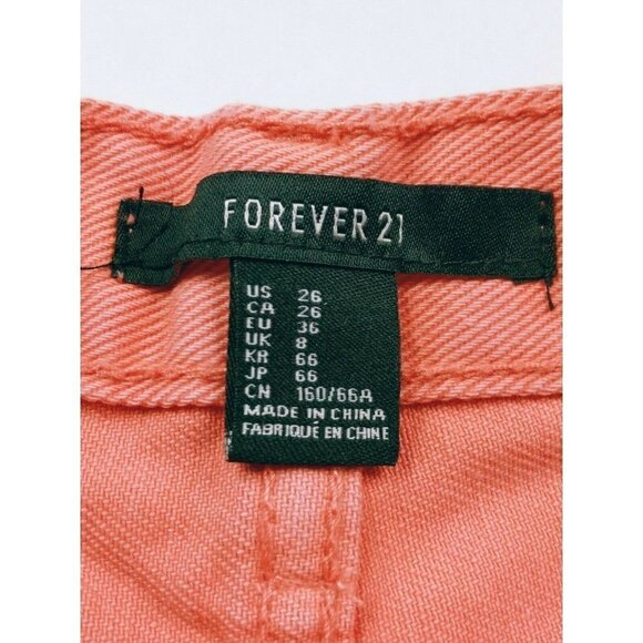 Forever 21 Orange Studded Raw Hem Jean Shorts Size 26 - Picture 5 of 6